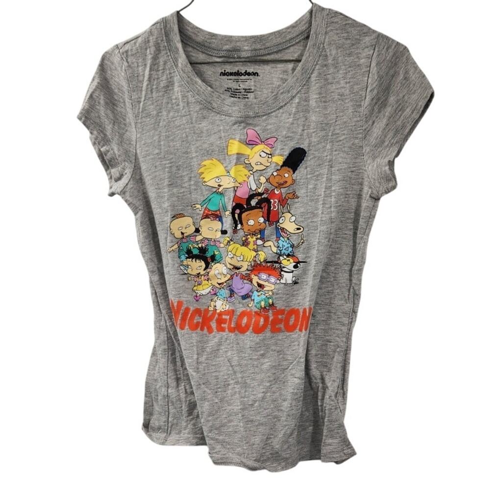 Nickelodeon 90s Cartoons Gray Short Sleeve Top Girls Size Large L